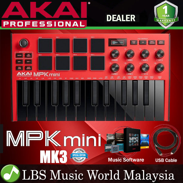 Akai Professional MPK Mini MK3 25 Key Midi Keyboard Controller with 8 Pad and 8 Knob with Protool (MKiii)