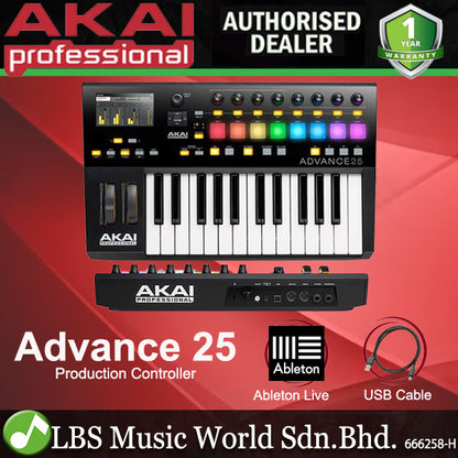 Akai Professional Advance 25 Keyboard USB Midi Controller Semi Weighted Keybed with 8 Knob