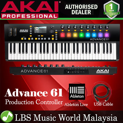 Akai Professional Advance 61 Midi Keyboard Controller USB  With 8 Knob and 8 Pad