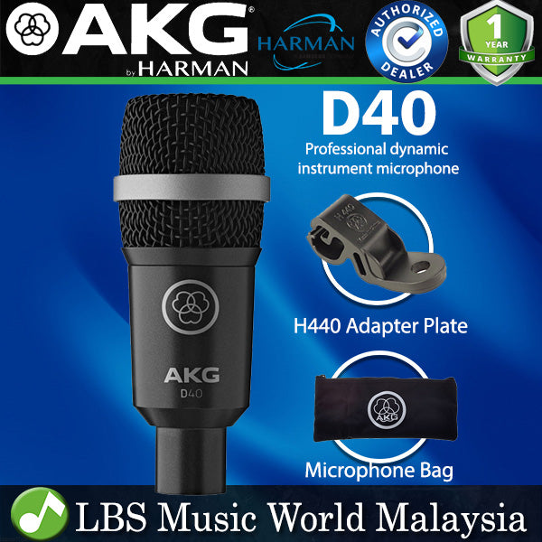 AKG D40 Pro Audio Mic Professional Dynamic Instrument Microphone (D-40 D 40)