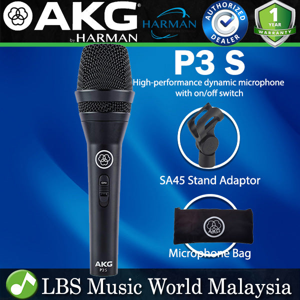 AKG P3S Pro Audio Mic High Performance Dynamic Microphone with On/Off Switch (P3 S)
