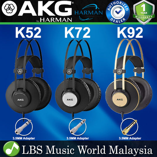 AKG K52 Pro Audio Closed Back Headphones (K52 K-52)