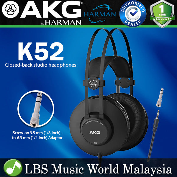 AKG K52 Pro Audio Closed Back Headphones (K52 K-52) - LBS Music World ...