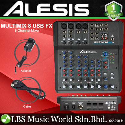Alesis Multi Mix 8 USB FX 8-Channel Mixer with Built in Effects and USB Audio Interface (Multi Mix)