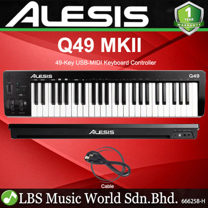 Alesis Q49 MKII 49 Key USB MIDI Keyboard Controller with Two Wheels & Transpose Buttons (Q 49 MK2)