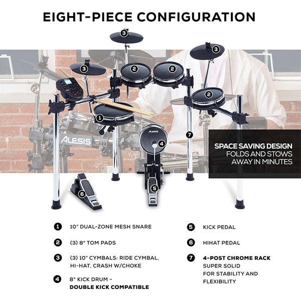 Alesis Surge Mesh Five Piece Electronic Drum Kit Set With Mesh Heads