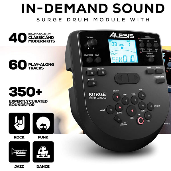 Alesis Surge Mesh Five Piece Electronic Drum Kit Set With Mesh Heads