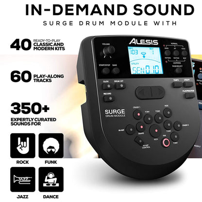 Alesis Surge Mesh Five Piece Electronic Drum Kit Set With Mesh Heads