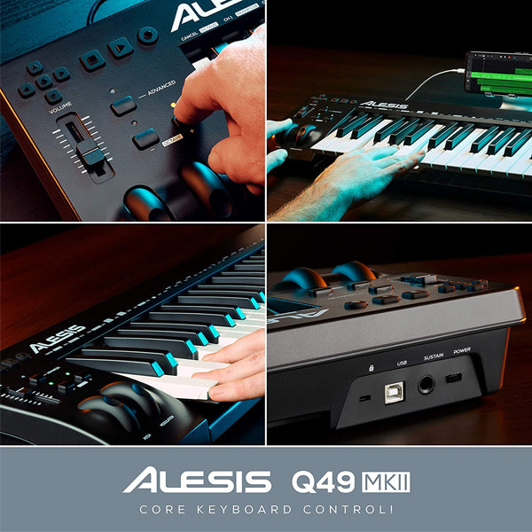 Alesis Q49 MKII 49 Key USB MIDI Keyboard Controller with Two Wheels & Transpose Buttons (Q 49 MK2)