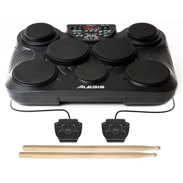 Alesis CompactKit 7 Pad Portable Electronic Tabletop Drum Kit with Velocity Sensitivity Kit Set (Compact Kit 7)