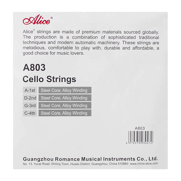 Alice A803 4/4 Cello String Steel Core Nickel Silver Wound