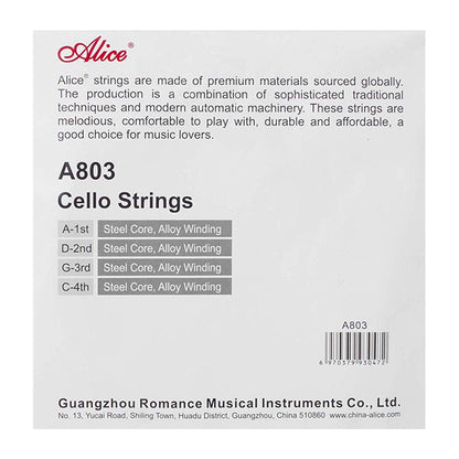 Alice A803 4/4 Cello String Steel Core Nickel Silver Wound