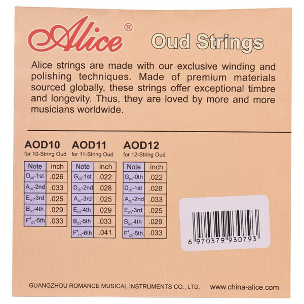 Alice AOD12 12 String Strings Set G-D-A-E-B-F Nylon Core Silver Plated Copper Alloy Winding