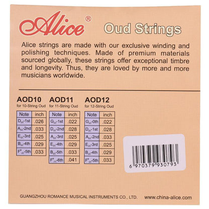 Alice AOD12 12 String Strings Set G-D-A-E-B-F Nylon Core Silver Plated Copper Alloy Winding
