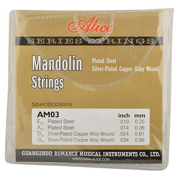 Alice AM03 Mandolin Strings Set Plated Steel Bronze Wound