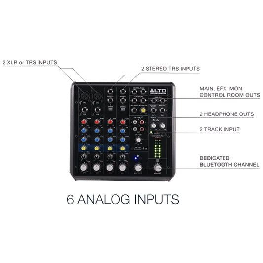 Alto Professional TrueMix 600 Portable 6 Channel Analog Mixer with USB and Bluetooth (True Mix)