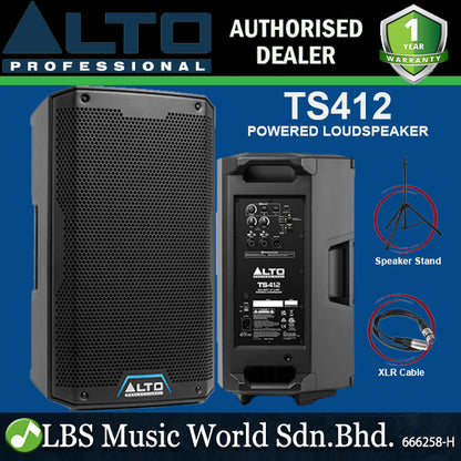 Alto Professional TS412 12 Inch 2500 Watt Active Powered Loudspeaker with Speaker Stand And Cable