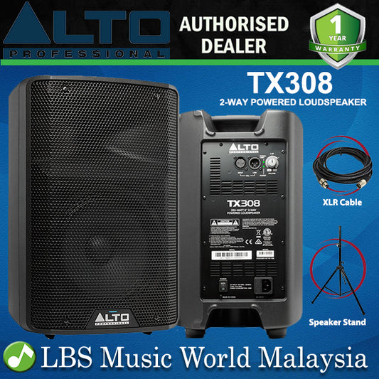 Alto Professional TX308 350W 8 Inch Powered Speaker with Stand and Cable