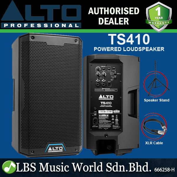 Alto Professional TS410 2000W 10 Inch Truesonic 2 Way Active Powered Loudspeaker with Stand and Cable