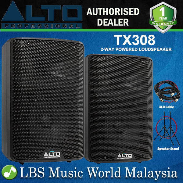 Alto Professional TX308 350W 8 Inch Powered Speaker with Stand and Cable