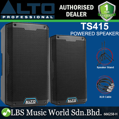 Alto Professional TS415 2500 Watt 15 Inch Truesonic 2 Way Active Powered Loudspeaker with Stand And Cable (TS 415)
