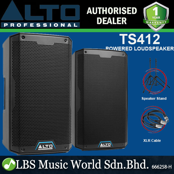 Alto Professional TS412 2500W 12 Inch Truesonic 2 Way Active Powered Loudspeaker with Stand and Cable (TS 412)