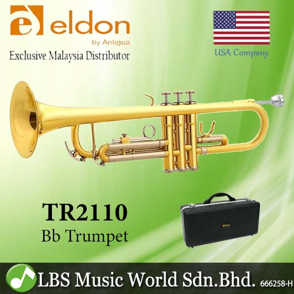 Eldon by Antigua TR2110 Bb Trumpet Lacquer Plate Silver Outer Slides with Case