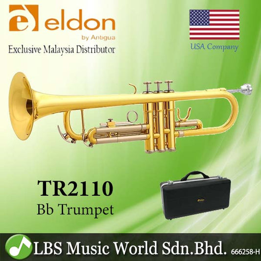 Eldon by Antigua TR2110 Bb Trumpet Lacquer Plate Silver Outer Slides with Case