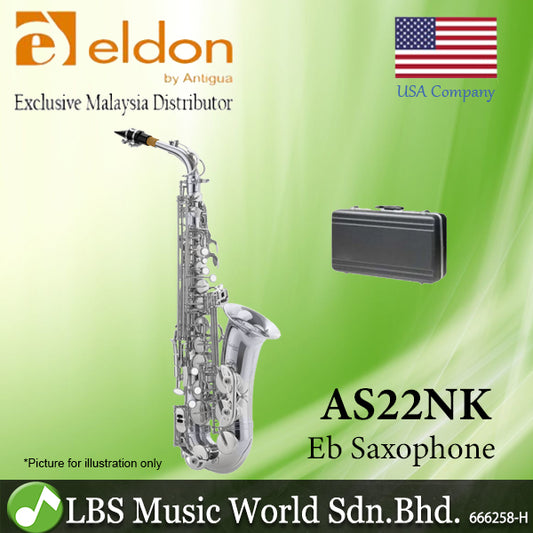 Eldon by Antigua AS22NK Eb Alto Saxophone F# Key Nickel Plated with Case (AS22)