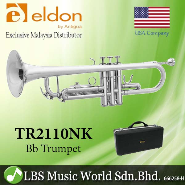 Eldon by Antigua TR2110NK Bb Trumpet Nickel Plate Silver Outer Slides with Case (TR 2110 TR-2110)