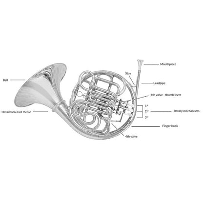 Eldon by Antigua EFH332 F/Bb Double French Horn Detachable Bell Nickel Plate Geyer Wrap with Case (EFH332)