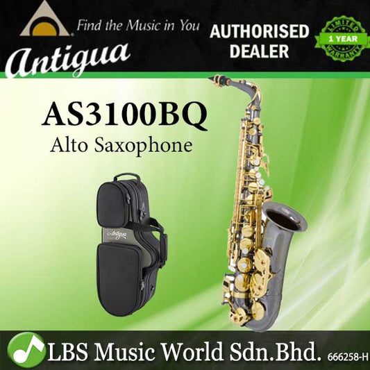 Antigua AS3100BQ Eb Alto Saxophone Black Nickel Clear Lacquer Finish with Contour Case (AS3100)