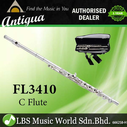 Antigua FL3410 Vosi Beginner C Key Silver Open Hole Flute with Case (FL 3410)