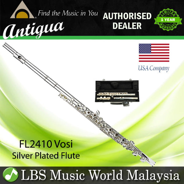 Antigua FL2410 Vosi Student Flute Open Hole C Key Silver Plated With Case (FL 2410)