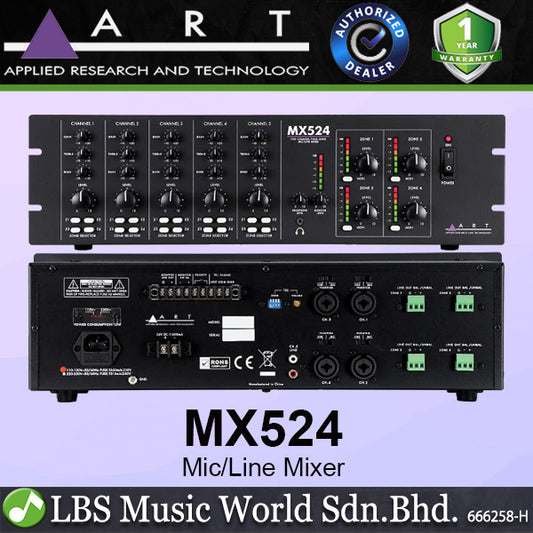 ART Pro Audio MX524 5 Channel Four Zone Mic Line Mixer