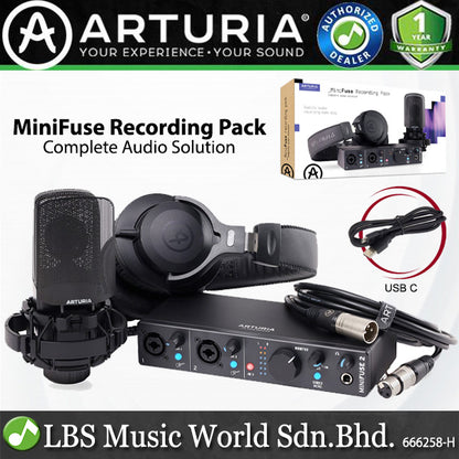 Arturia Minifuse Audio Recording Pack Complete with Minifuse 2 Interface, Headphone and Microphone