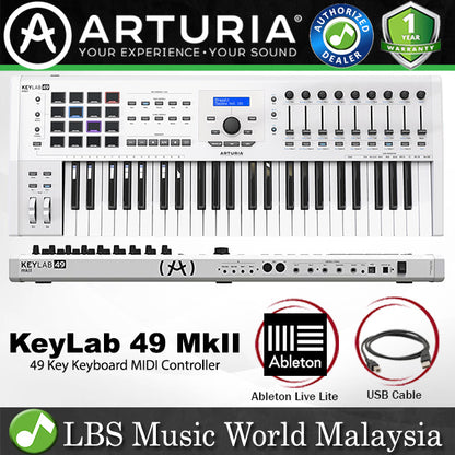 Arturia KeyLab 49 MkII 49 Key USB MIDI Keyboard Controller With Aftertouch - White (Key Lab)