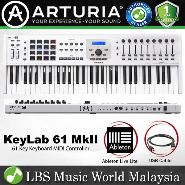 Arturia Keylab 61 MkII 61 Key Midi Controller Deluxe Keyboard - White (Key Lab)