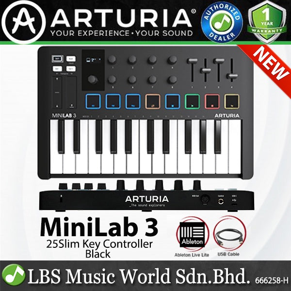 Arturia MiniLab 3 25 Slim Key USB Mini Keyboard Controller (Mini Lab3)