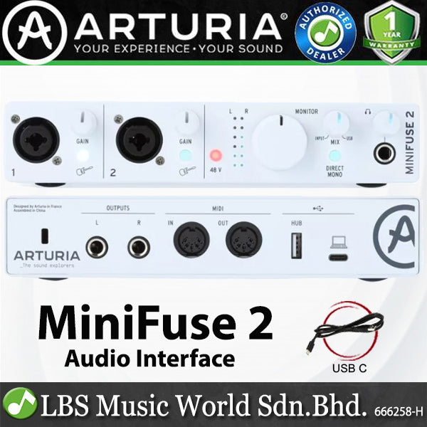 Arturia MiniFuse 2 USB-C Flexible Dual Audio Interface with 2 Preamps and 5 Pin MIDI I/O (Minifuse2)