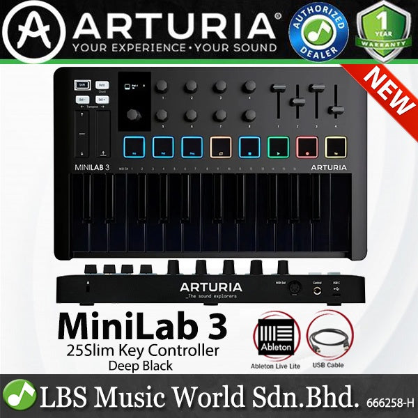 Arturia MiniLab 3 25 Slim Key USB Mini Keyboard Controller (Mini Lab3)