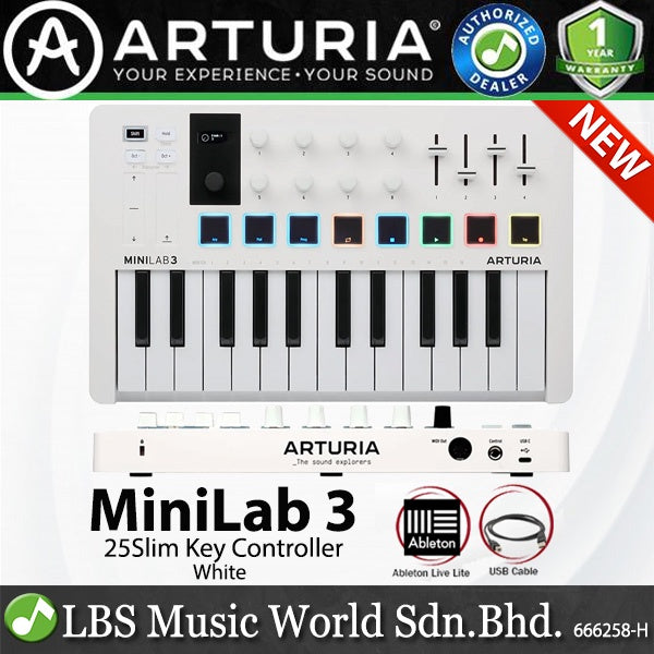 Arturia MiniLab 3 25 Slim Key USB Mini Keyboard Controller (Mini Lab3)