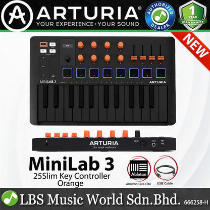 Arturia MiniLab 3 25 Slim Key USB Mini Keyboard Controller (Mini Lab3)