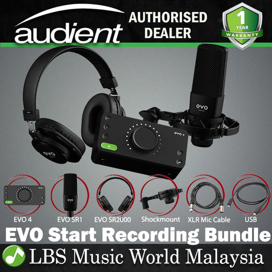 Audient EVO Start Recording Bundle 2x2 USB Recording System with Evo 4 Audio Interface, SR1 Microphone, SR2000 Headphone and XLR Mic Cable