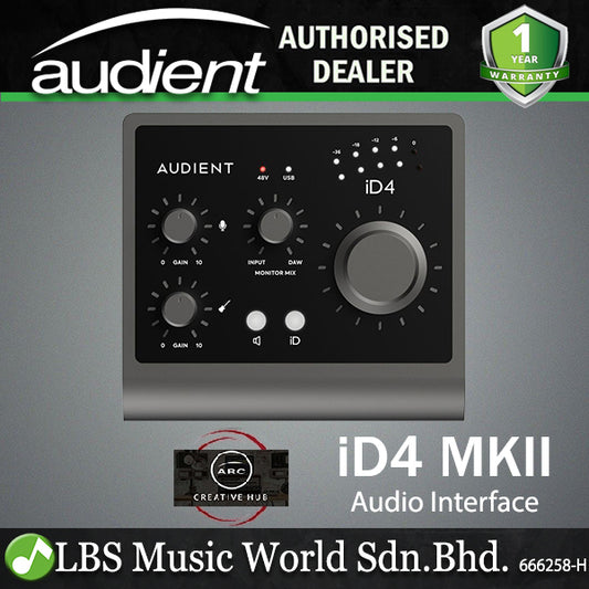Audient iD4 MKII 2 In 2 Out USB C Audio Interface with 1 Microphone Preamp (iD 4 iD-4)