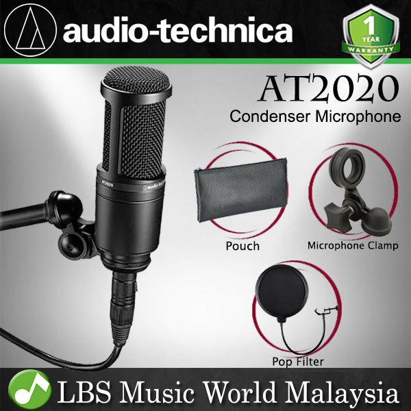 Audio Technica AT2020 Cardioid Medium Diaphragm Condenser Microphone with Pop Filter (AT 2020)