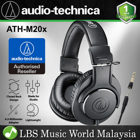 Audio Technica ATH-M20x Closed Back Dynamic Professional Studio Over Ear Monitor Headphone (ATH M20X)