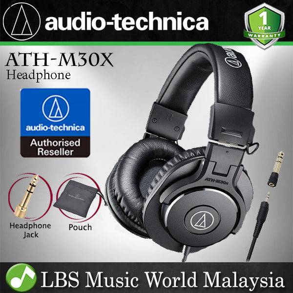 Audio Technica ATH-M30x Professional Studio Monitor Headphone Black (ATH M30X)