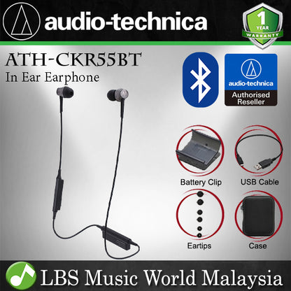 Audio Technica ATH-CKR55BT Black Bluetooth Wireless In Ear Headphone Earphone (CKR55BT)