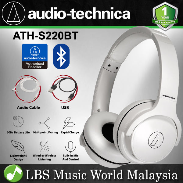 Audio Technica ATH-S220BT Closed Back Dynamic On Ear Wired and Wireless Bluetooth Headphone Headset (S220BT S220 BT)